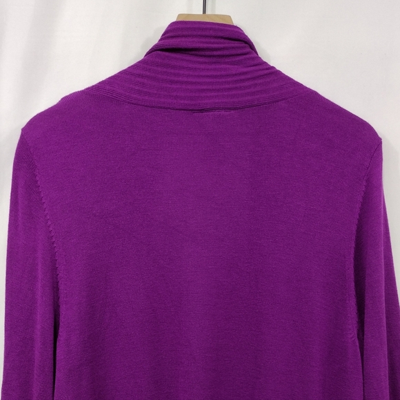 Catherines Open Front Waterfall Hem Cardigan Women's 2X Purple Boho Retro Casual - Picture 6 of 7
